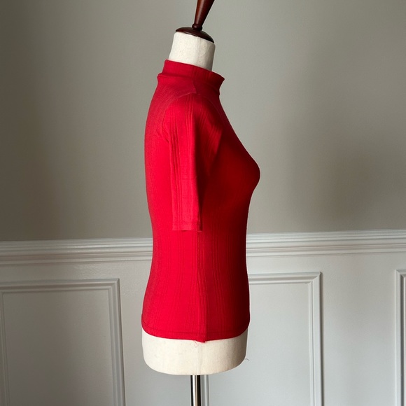 Zara Trafaluc Red Mock Neck Ribbed Top size Small - Picture 2 of 9